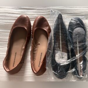 Amazon Essentials Women's Belice Ballet Flat 12 wide two pairs